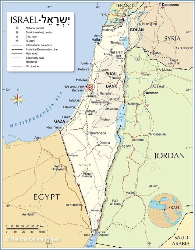 Mapa dos aeroportos de Jerusalém