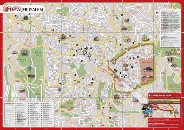 Mapa das paisagens de Jerusalém