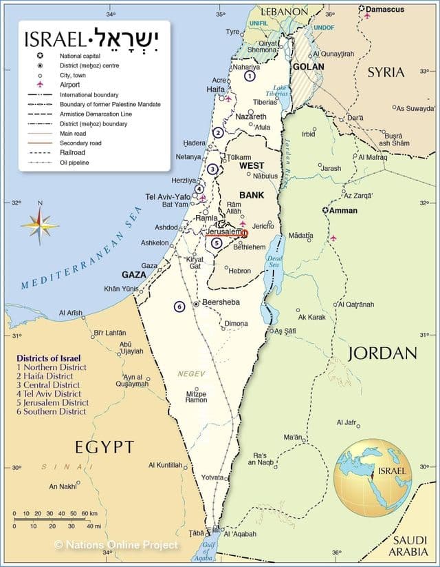 Jerusalém no mapa de Israel