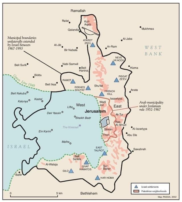 Mapa dos bairros de Jerusalém
