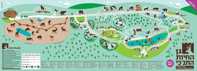Mapa do Parque Zoológico de Jerusalém